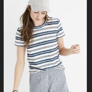Madewell Hi-Fi Shrunken Striped Tee Blue White 
